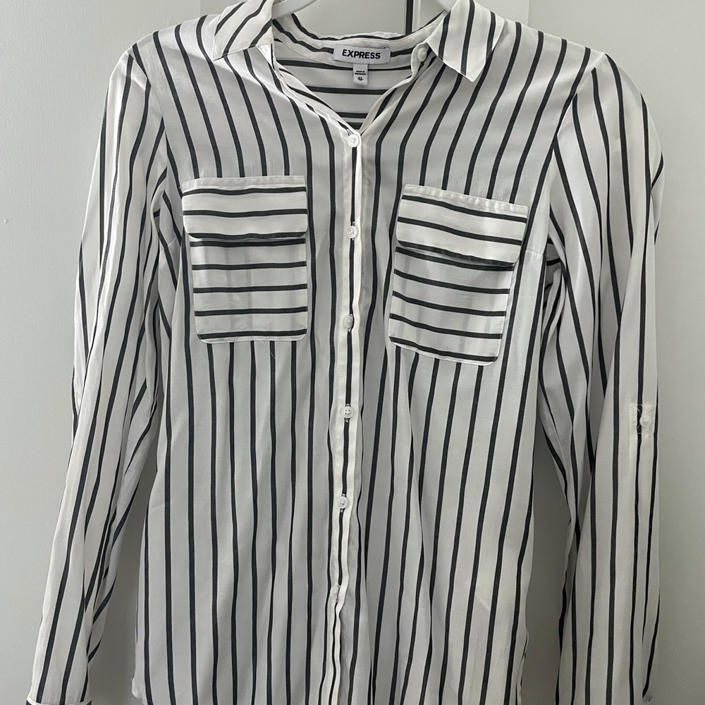 Express Striped Collared Blouse